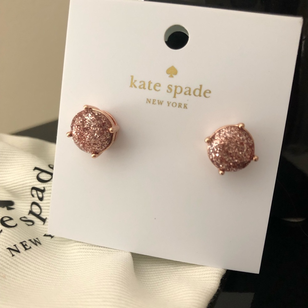 🎀Kate Spade ♠️ Glitter Gumdrop Rosegold Earrings